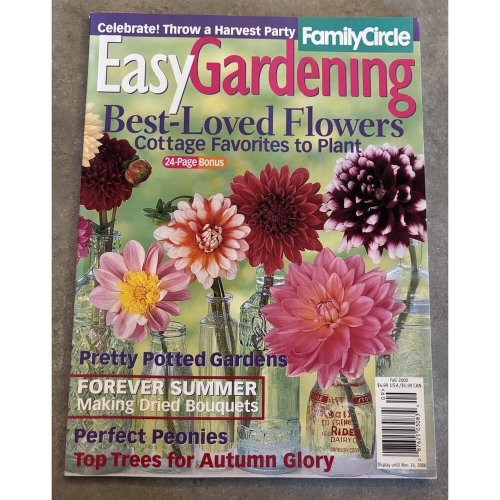 Family Circle Magazine, Fall 2000 Cottage Favorite Plants, Peonies, Dahlias